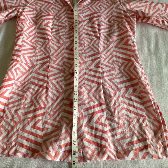 Connie Roberson Shirt Womens L Linen Button Up Geometric Lagenlook Made in USA - Picture 5 of 15